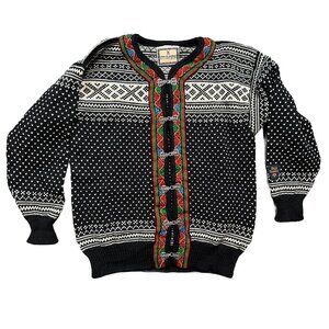 Dale of Norway Nordic Fair Isle Knitted Cardigan Metal Clasp Winter Sweater Sz S